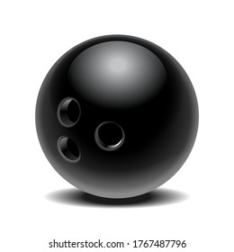 Black glossy bowling ball isolated on white background. Vector illustration