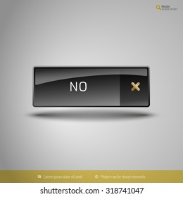 Black glossy button with gold icon. Vector, business, web, design elements.