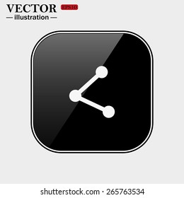 Black glossy buttons isolated on white background.  web icon share vector illustration, EPS 10