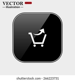 Black glossy buttons isolated on white background.  remove from the shopping cart, vector illustration, EPS 10