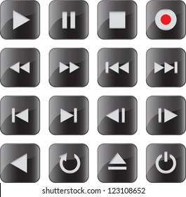 Black glossy elements for web, applications, electronic and press media. Vector illustration