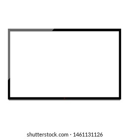 black glossy frame LED TV with blank white screen isolated on white background. vector illustration 
