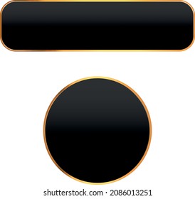 Black glossy frames. Golden glossy buttons with black background on transparent background.
