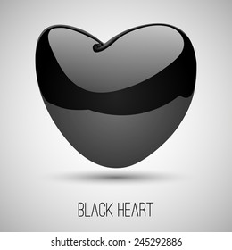 Black glossy heart  on the white background.