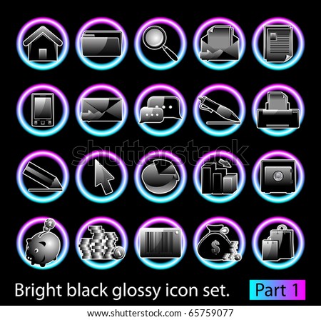 Black glossy icon set 1. Standart collection of design element for your creative word (see other in my portfolio).