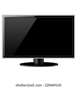 Black glossy LCD TV isolated on white