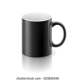 Black glossy  mug on the white background.