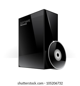 Black Glossy Package Box With DVD Or CD Disk