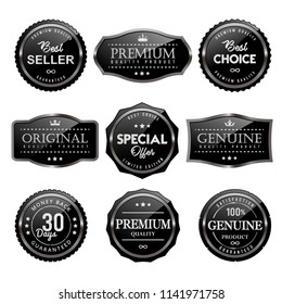 Black glossy sale frame badge and label vector collection