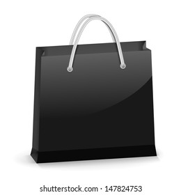 Black glossy shopping bag, vector eps10 illustration