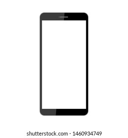 black glossy smartphone with white blank screen isolated on white background. vector illustration
