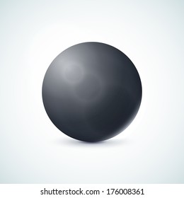 Black glossy sphere isolated on white, vector illustration for your design
