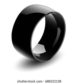 Black Glossy Steel Ring. Vector 