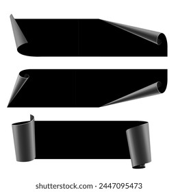 Black Glossy vector ribbons on a white background for your design project. Vector illustration