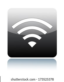 Black glossy wifi or wireless button sign