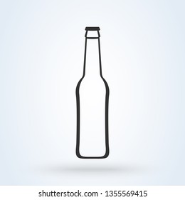 Black glossy wine bottle with highlight . vector icon