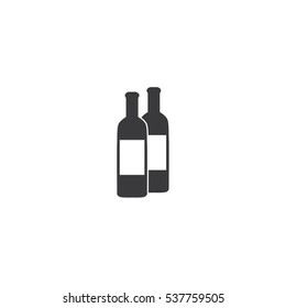Black glossy wine bottles vector icon.