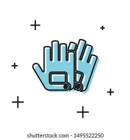 Black Gloves icon isolated on white background. Extreme sport. Sport equipment.  Vector Illustration