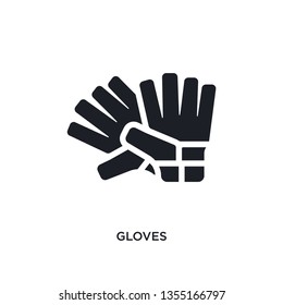 black gloves isolated vector icon. simple element illustration from football concept vector icons. gloves editable black logo symbol design on white background. can be use for web and mobile