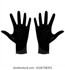 black gloves mockup isolated on white background