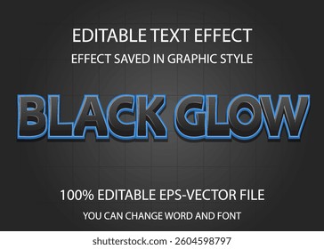 Black Glow editable 3d style text effect