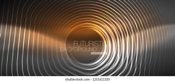 Black and glowing color lines neon design, magin techno template background, vector