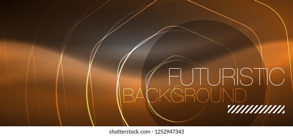 Black and glowing color lines neon design, magin techno template background, vector