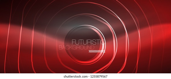 Black and glowing color lines neon design, magin techno template background, vector