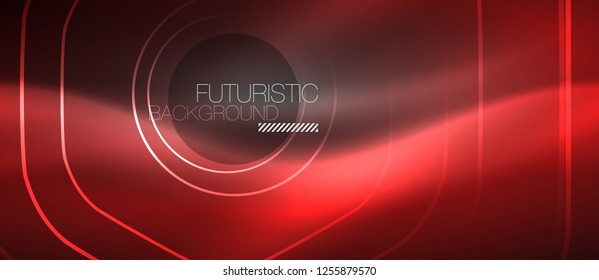 Black and glowing color lines neon design, magin techno template background, vector