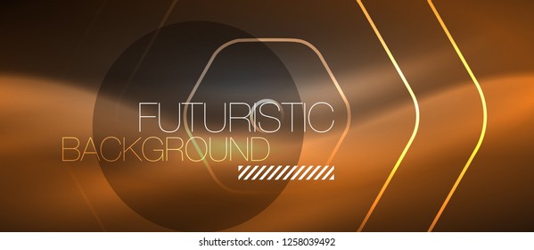 Black and glowing color lines neon design, magin techno template background, vector