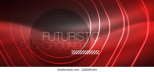 Black and glowing color lines neon design, magin techno template background, vector