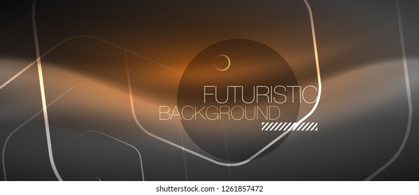 Black and glowing color lines neon design, magin techno template background, vector