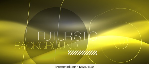 Black and glowing color lines neon design, magin techno template background, vector