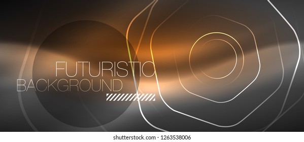 Black and glowing color lines neon design, magin techno template background, vector