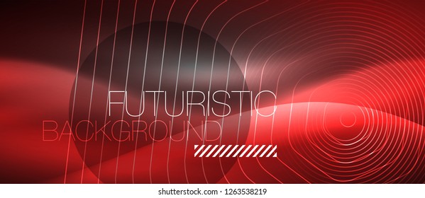 Black and glowing color lines neon design, magin techno template background, vector