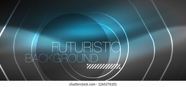 Black and glowing color lines neon design, magin techno template background, vector