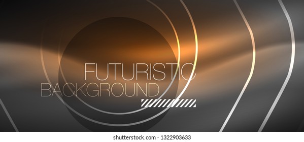Black and glowing color lines neon design, magin techno template background, vector