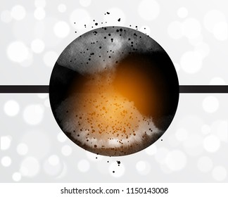 Black glowing ink circle on white glowing background. Traditional Japanese ink painting sumi-e
