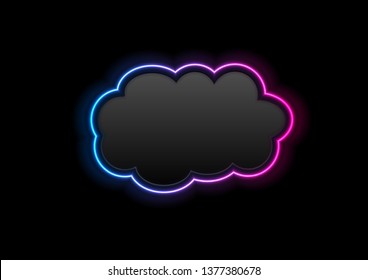 Black and glowing neon cloud hi-tech abstract background. Vector cloud storage design