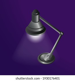 Black glowing table lamp in isometric view