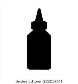 Diseño de Ilustración vectorial de la silueta de la botella de pegamento negro sobre fondo blanco.