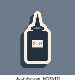 Black Glue icon isolated on grey background. Long shadow style. Vector Illustration