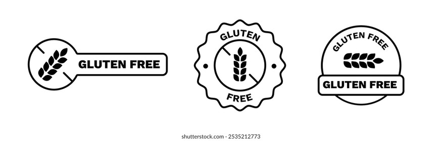 Black gluten free sticker. Safe planet logo for eco friendly products. Green product for environmental.