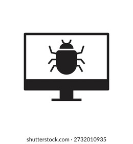 Exibição de glifo preto mostrando símbolo de bug de malware