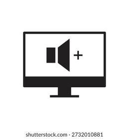 Visualización de glifo negro que muestra el símbolo de sonido plus
