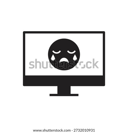 Black glyph display showing sad crying emoticon