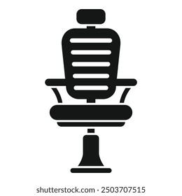 Black glyph icon for comfortable modern office chair isolated on white background