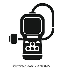 Black glyph icon of a digital glucometer measuring blood glucose