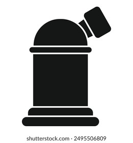 Black glyph icon illustrating an astronomical observatory telescope building for space exploration