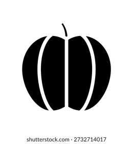 Black glyph icon pumpkin. Solid black icon healthy fruit and vegetable.